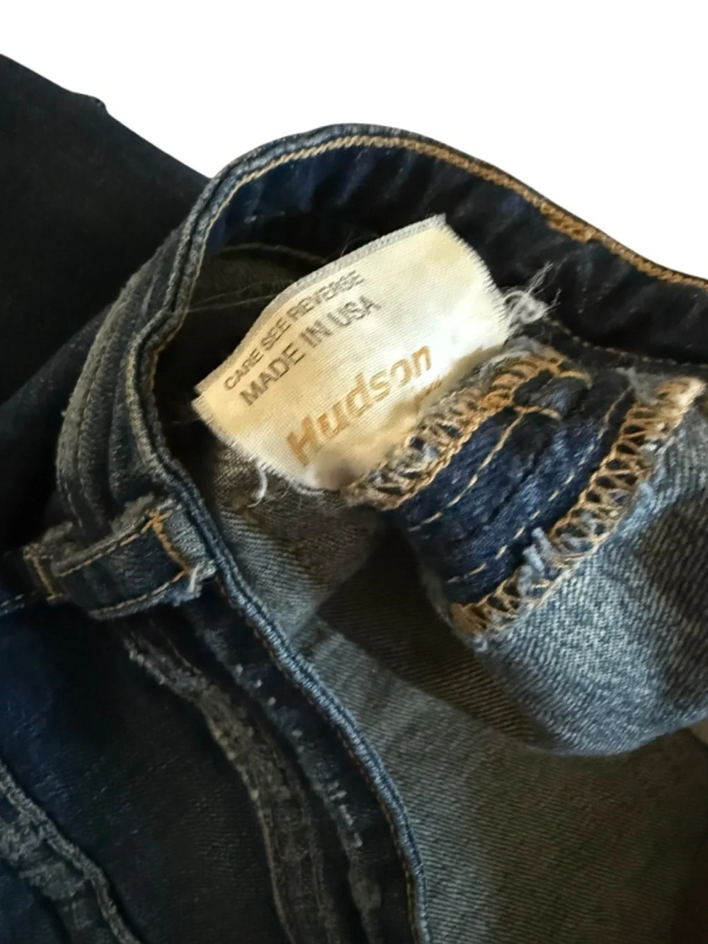 Hudson Jeans Dark Blue Denim Y2K Vintage Mini Skirt with Raw Hem